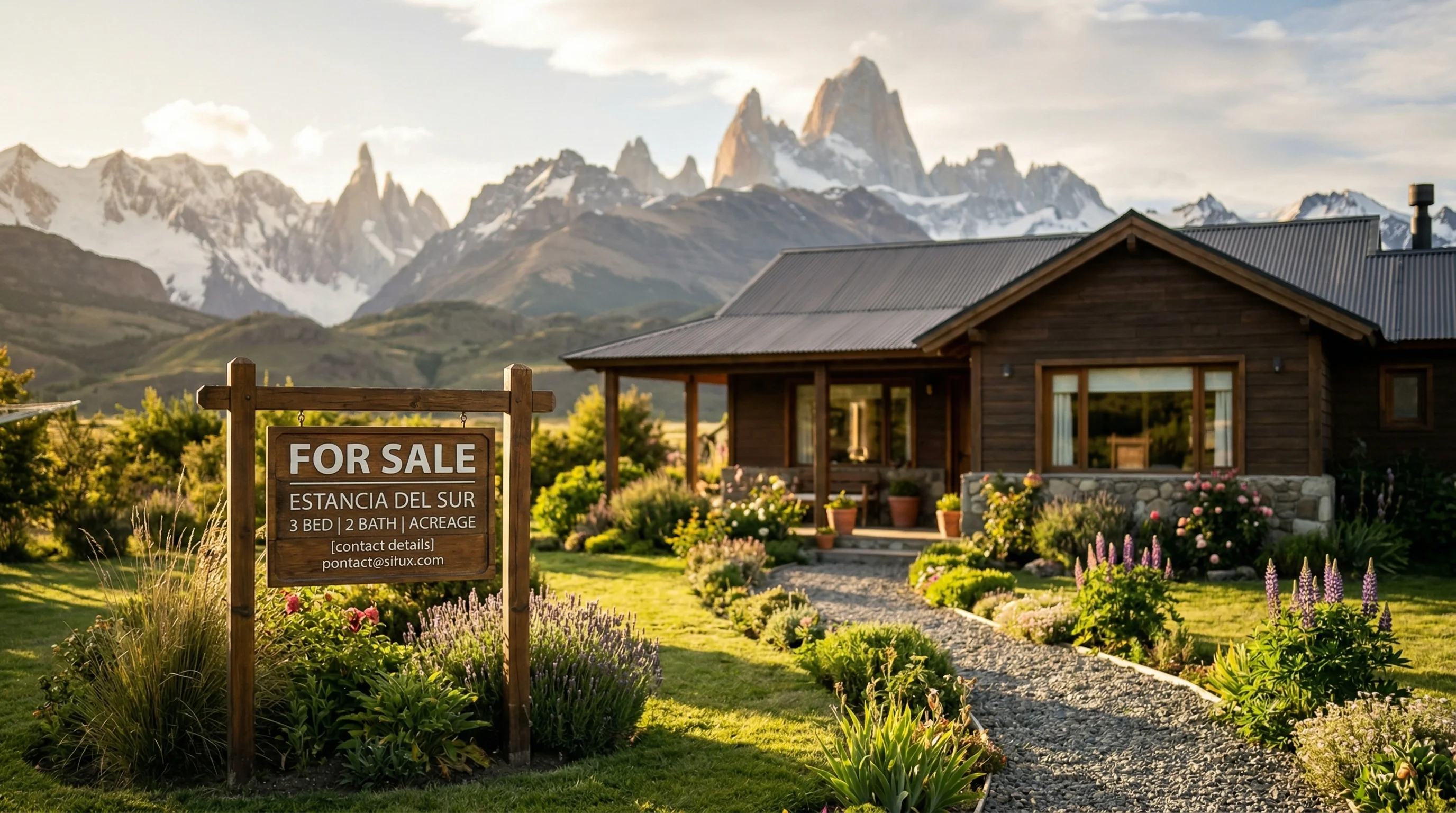 Concepto de precio de propiedad en venta en la Patagonia chilena