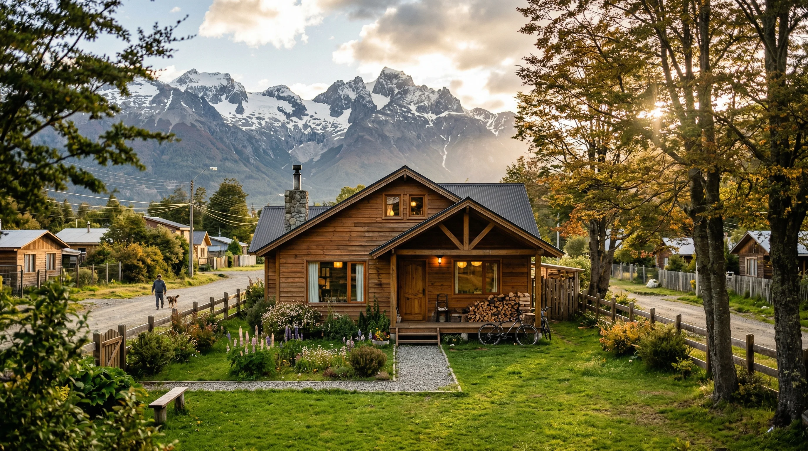 Residential house in Chilean Patagonia with mountains, illustrating annual property tax in Chile
