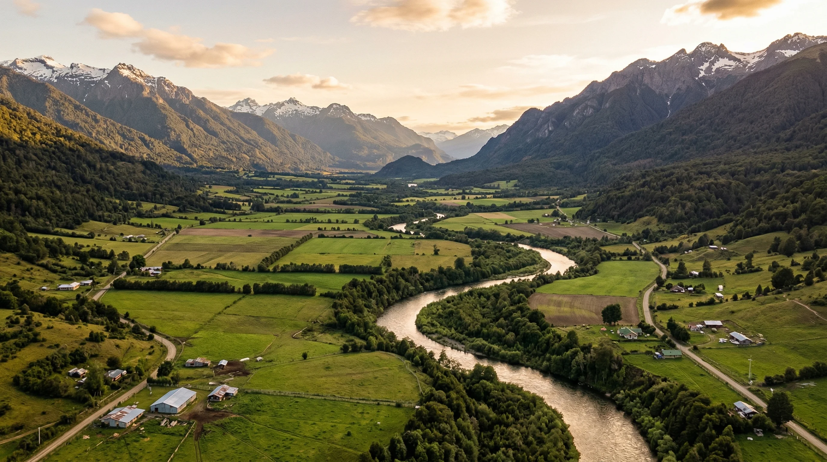 Vista panoramica del Valle Simpson, corazon del mercado inmobiliario de Aysen